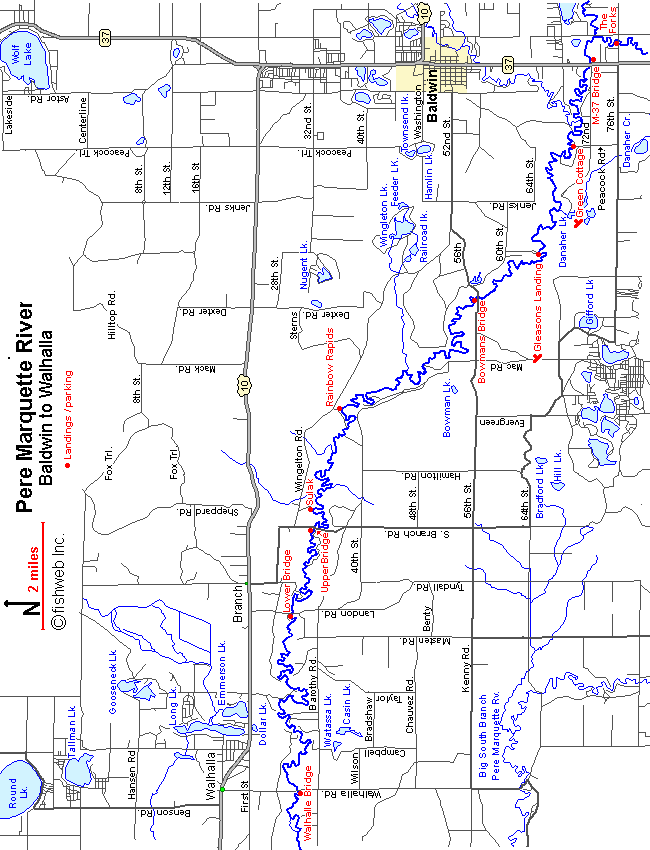 Pere Marquette River Map Lake County Canoeing Kayaking Tubing Michigan 