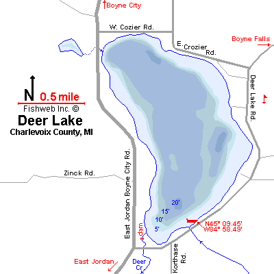 Deer Lake Map Charlevoix County Michigan Fishing Michigan Interactive™