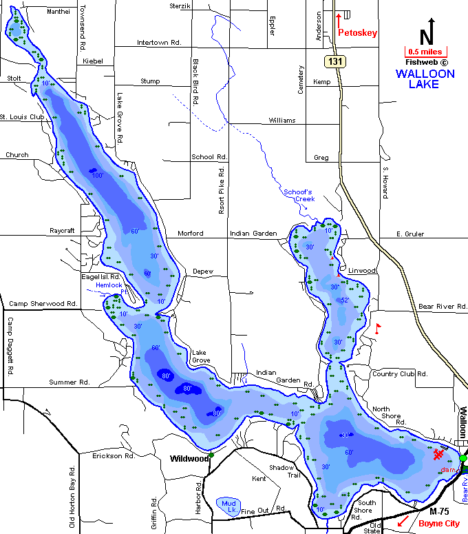 Walloon Lake Map Charlevoix County Michigan Fishing Michigan Interactive™