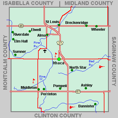 Gratiot County Map.